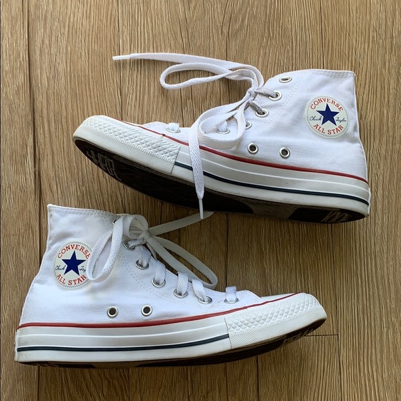 white converse high tops size 5.5